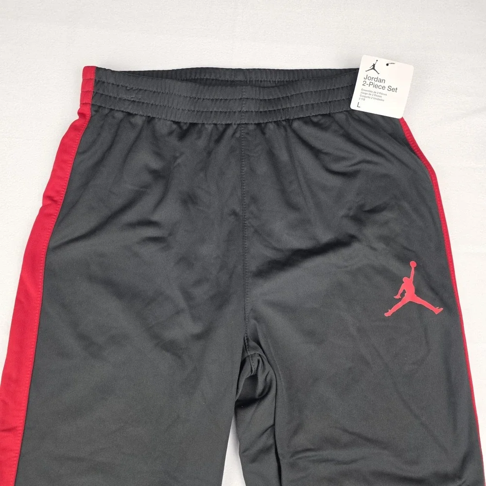 Nike Air Jordan Boys 2-Piece Tracksuit Jacket Pants Set Black Red Jumpman Large
